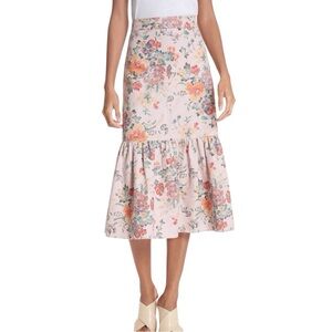 SALE! NWT Rebecca Taylor Marlena Ruffled Floral Skirt Pink Orange 12 Retro 119
